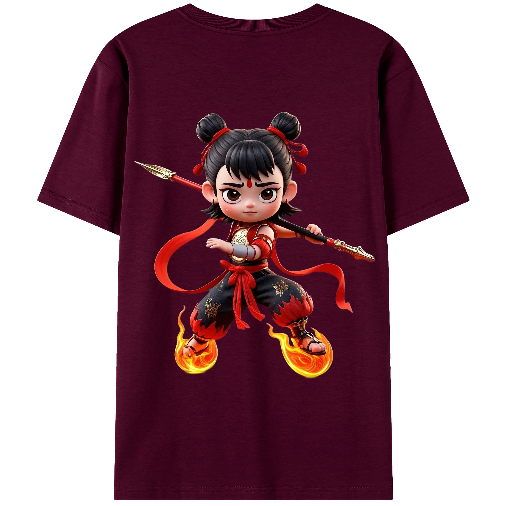 （画像用） Ne Zha 2 ナタ 魔童の大暴れ レディース半袖Tシャツ(バックプリント)